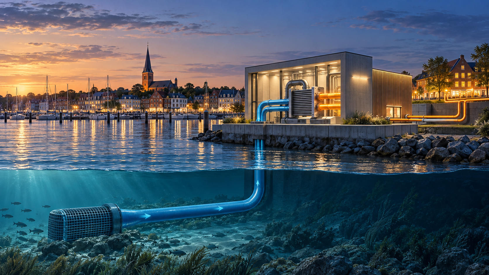 Neustadt heizt jetzt mit der Ostsee: Deutschlands erste Meerwasser-Wärmepumpe läuft